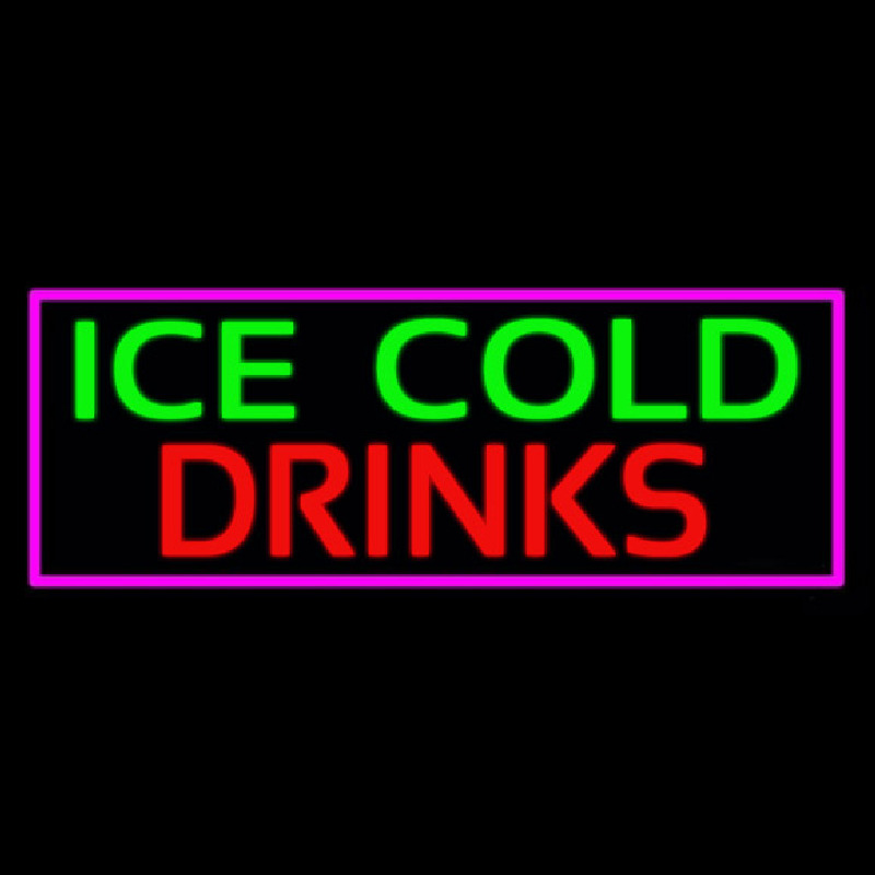 Green Red Ice Cold Drinks Neonskylt