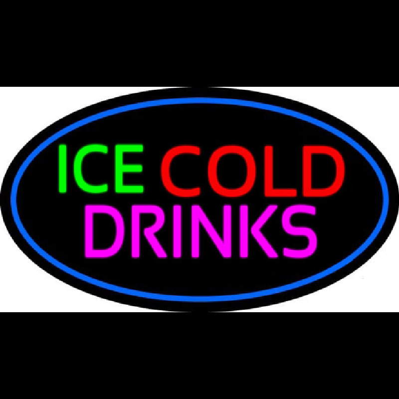 Green Red Ice Cold Drinks Neonskylt