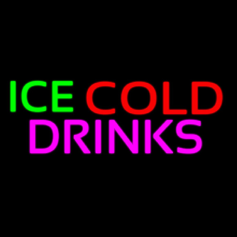 Green Red Ice Cold Drinks Neonskylt
