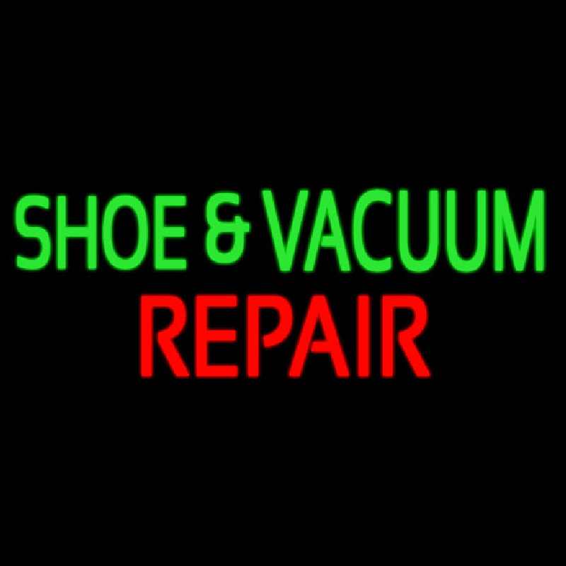 Green Shoe And Vacuum Red Repair Neonskylt