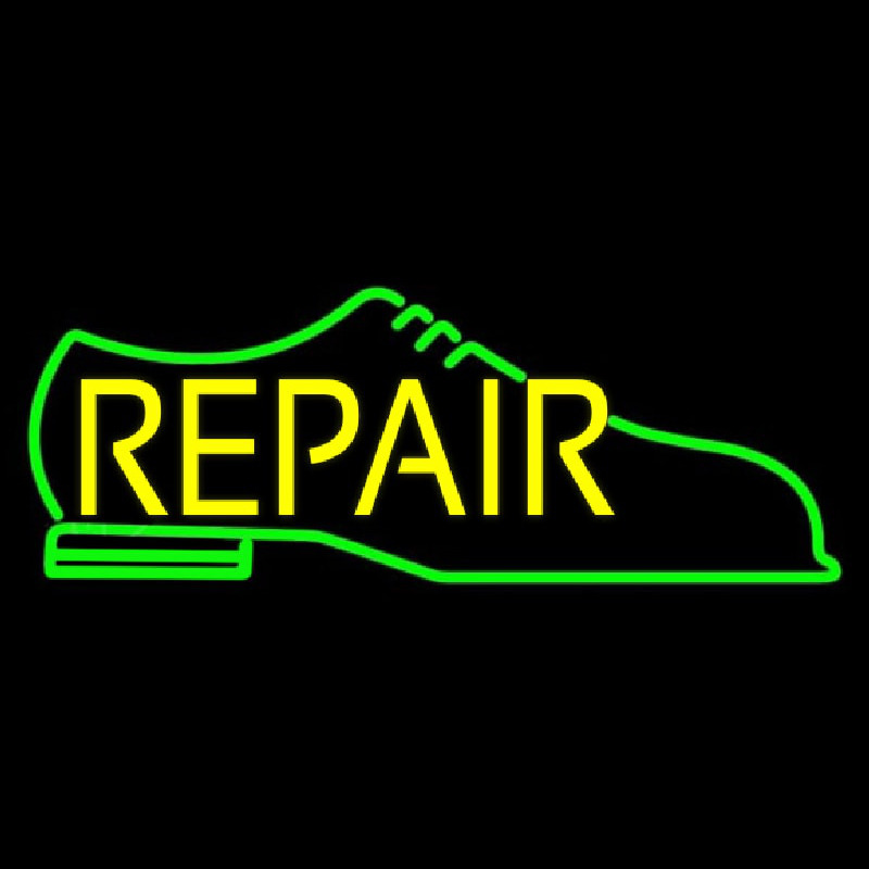 Green Shoe Yellow Repair Neonskylt