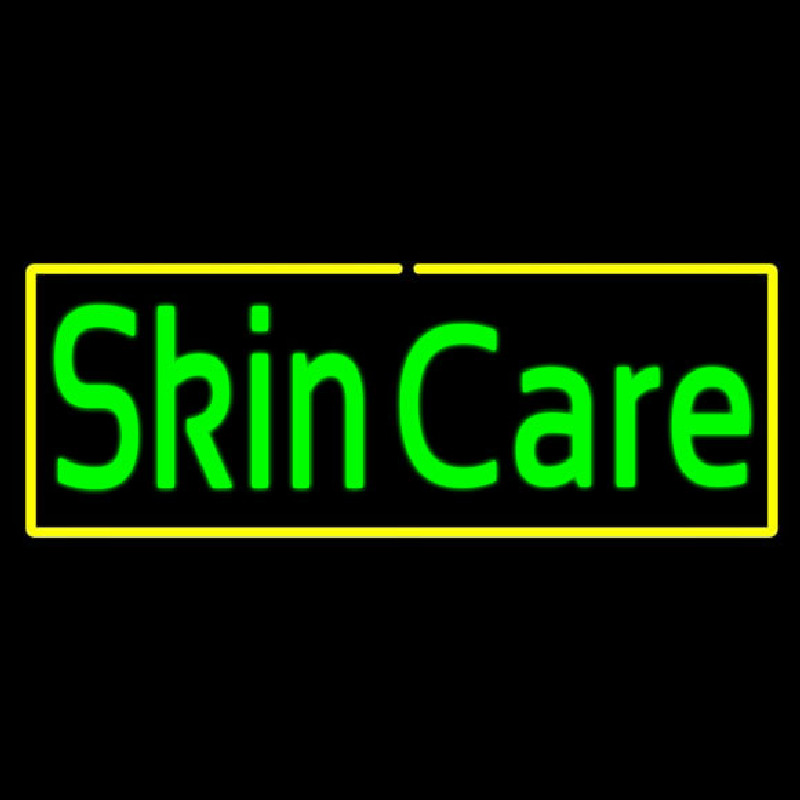 Green Skin Care Yellow Border Neonskylt