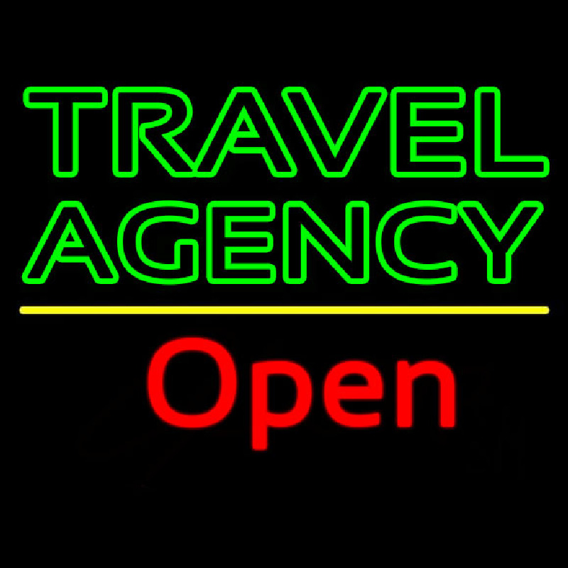 Green Travel Agency Open Neonskylt