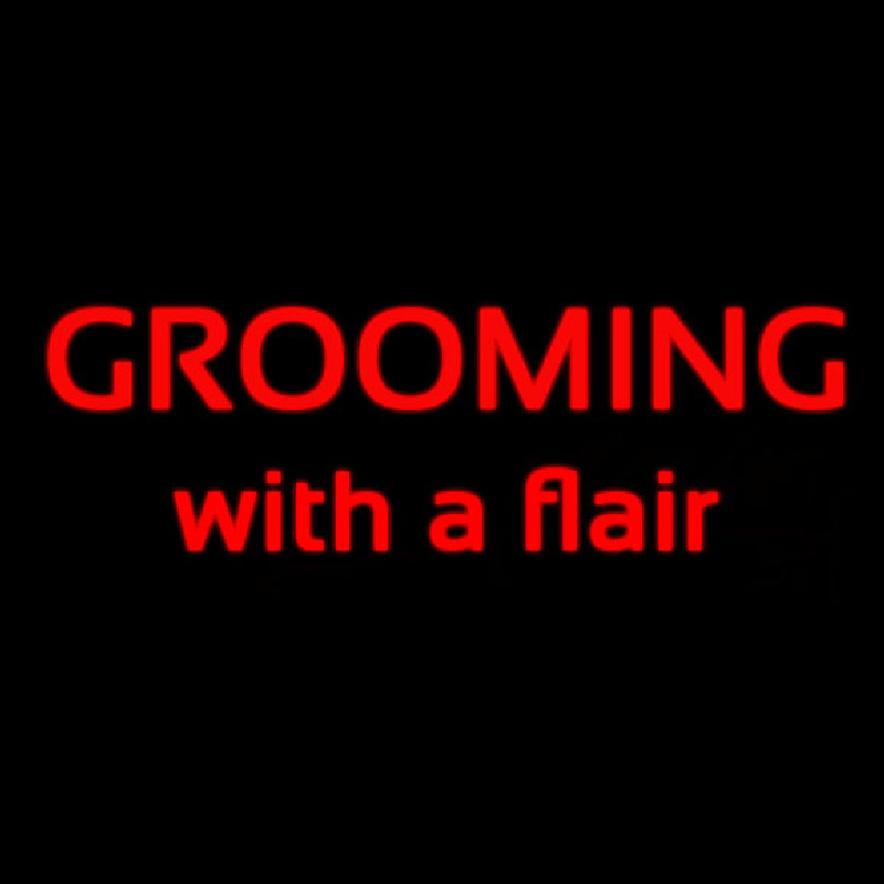 Grooming With A Flair Neonskylt