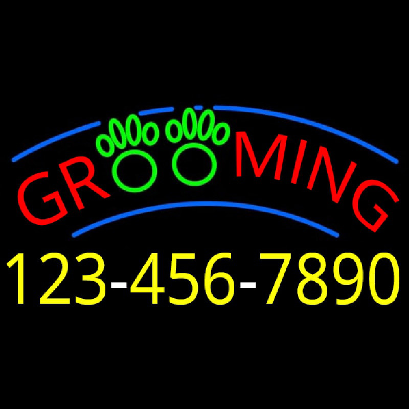 Grooming With Phone Number Neonskylt