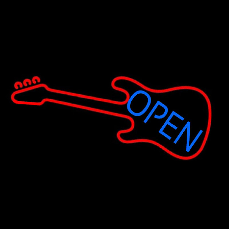 Guitar Blue Open Block 1 Neonskylt