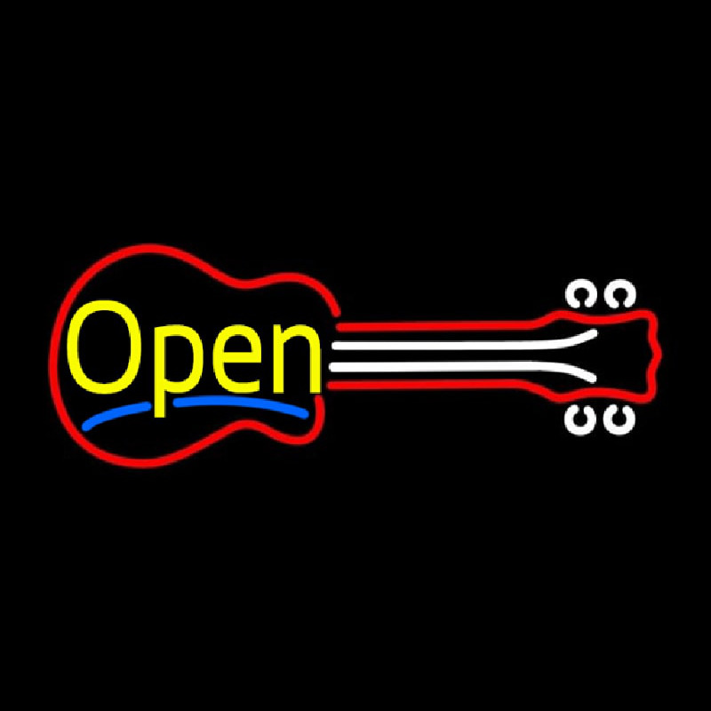 Guitar Open 2 Neonskylt