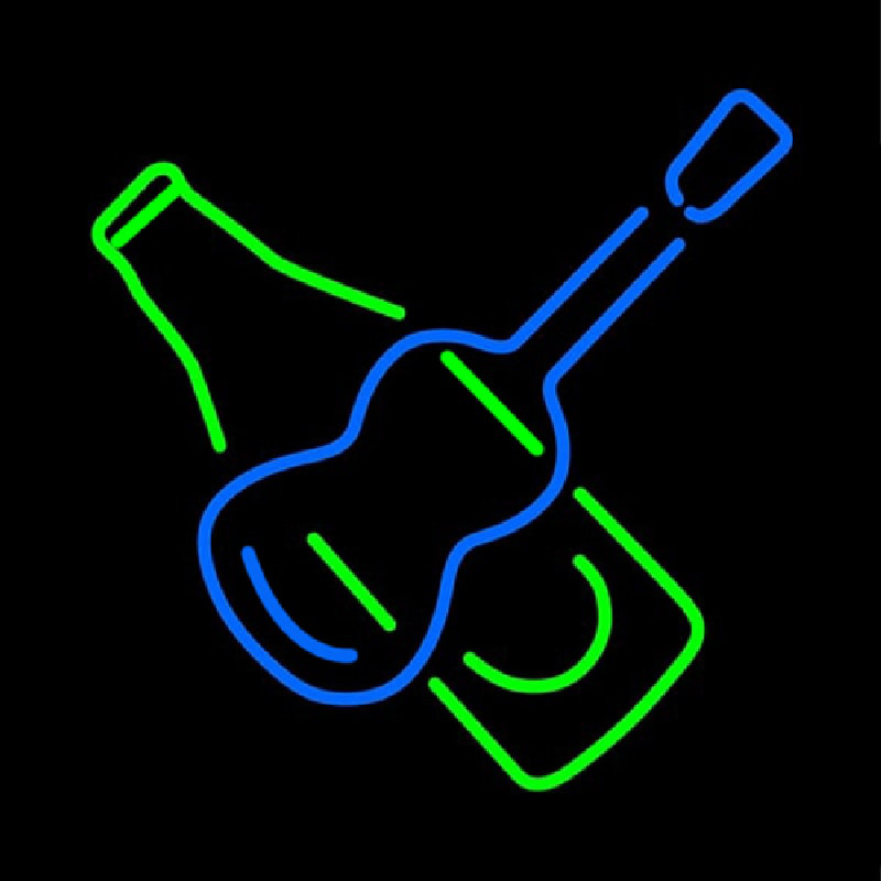 Guitar With Beer Bottle Neonskylt