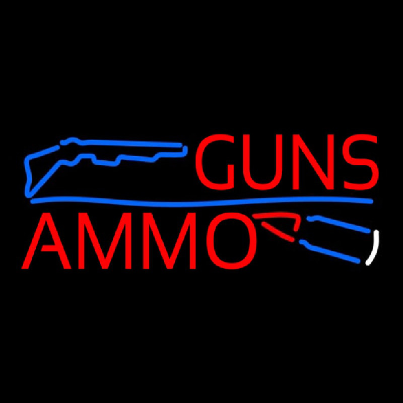 Guns Blue Line Ammo Neonskylt