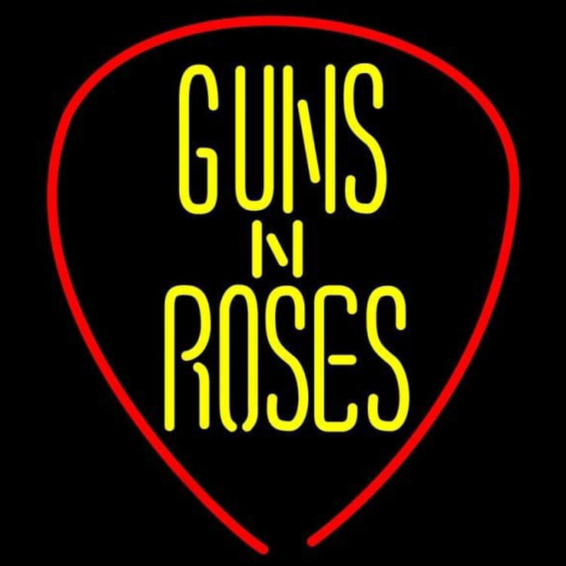 Guns N Roses Guitar Pick Rock Band Neonskylt