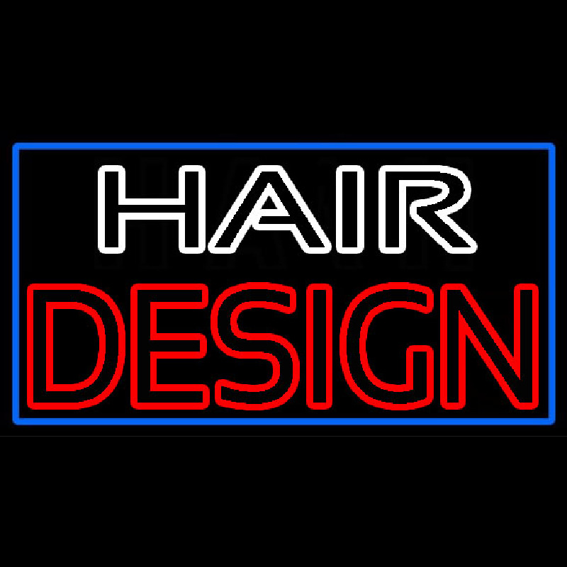 Hair Design With Blue Border Neonskylt