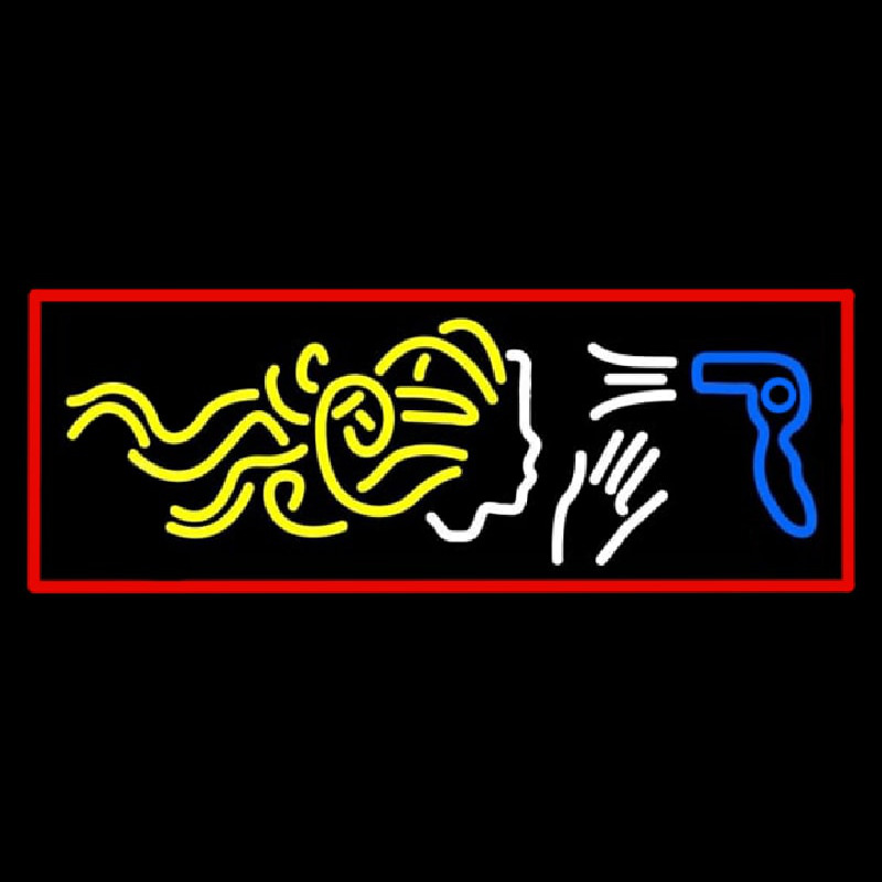 Hair Dryer Logo With Red Border Neonskylt