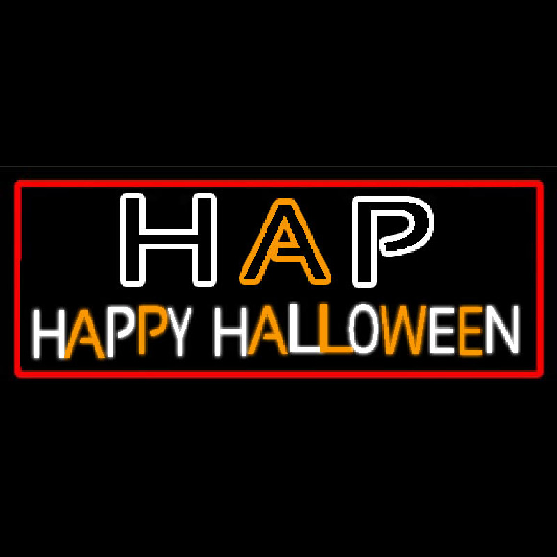 Happy Halloween Block With Red Border Neonskylt