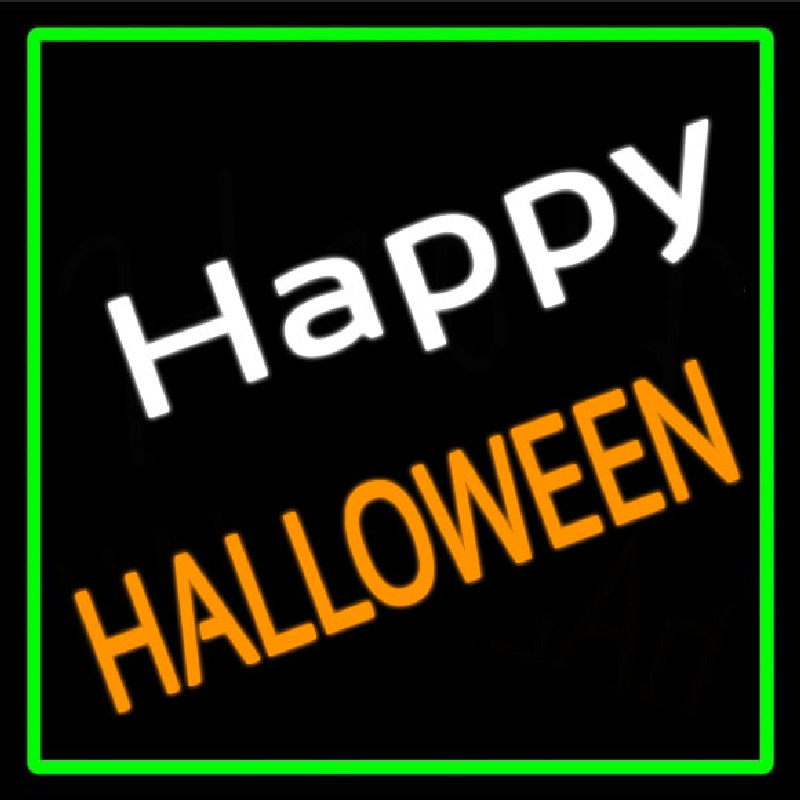 Happy Halloween With Green Border Neonskylt