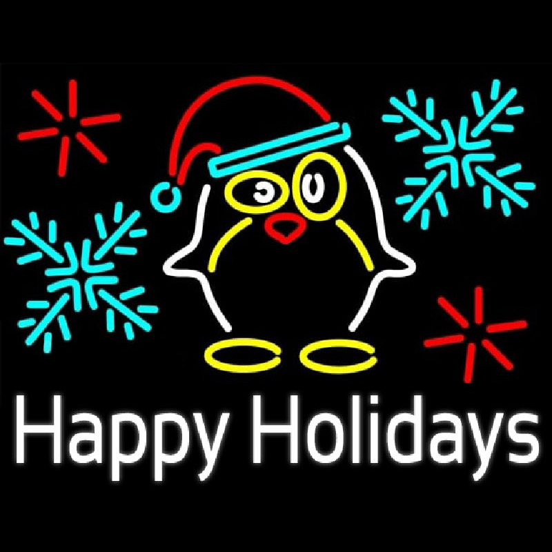 Happy Holidays With Snow Man Logo Neonskylt
