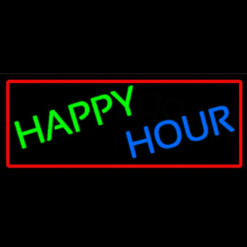 Happy Hours With Red Border Neonskylt