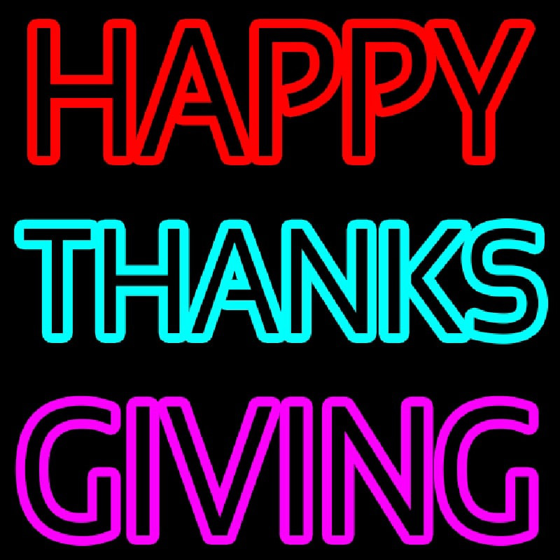 Happy Thanksgiving Block Neonskylt