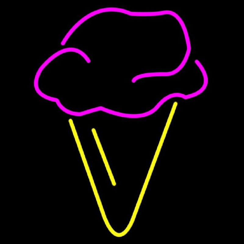 Hard Ice Cream In Pink With Yellow Cone Neonskylt