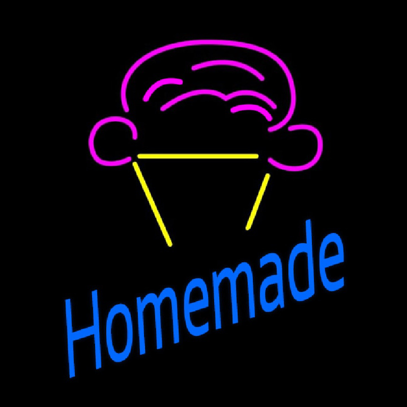Homemade With Ice Cream Cone Logo Neonskylt