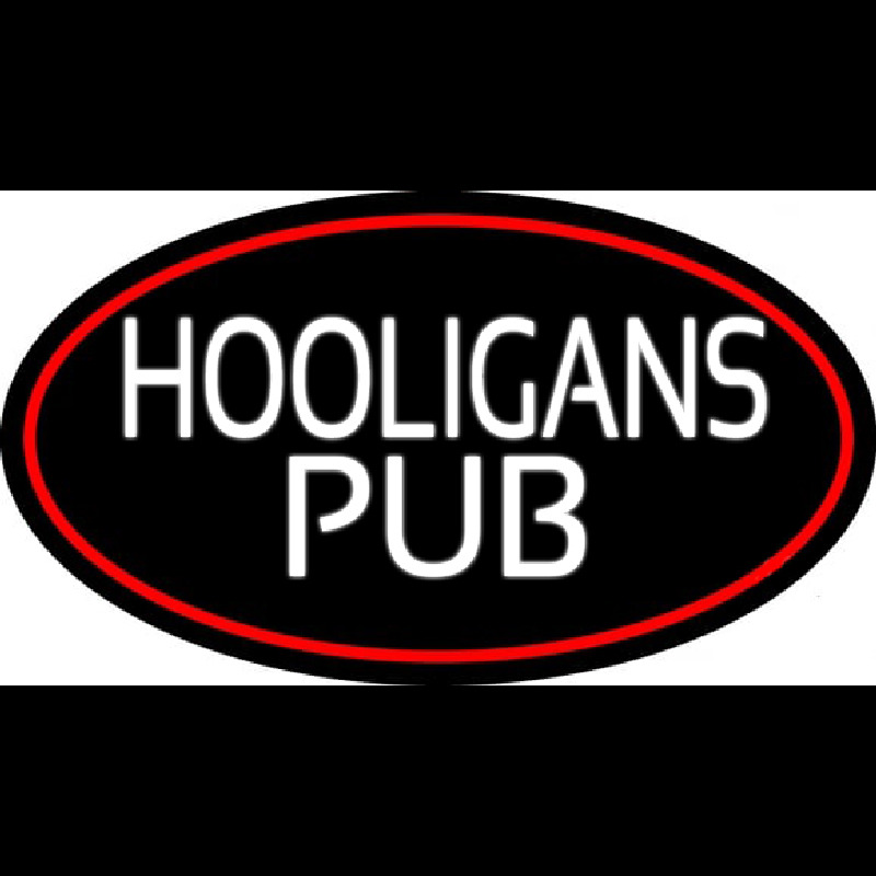 Hooligans Pub Oval With Red Border Neonskylt