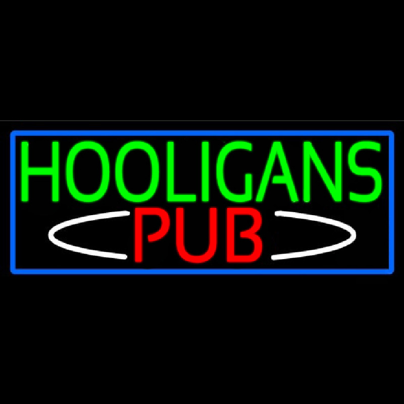 Hooligans Pub With Blue Border Neonskylt