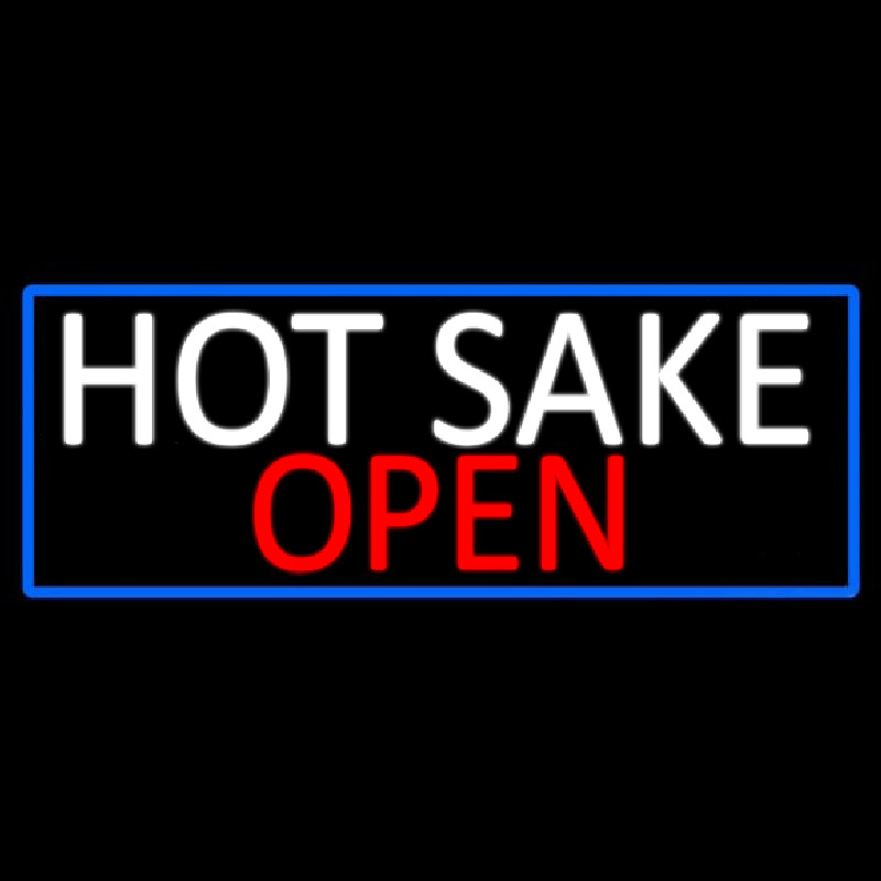 Hot Sake Open With Blue Border Neonskylt