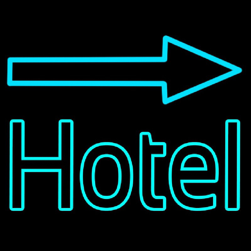 Hotel With Arrow On Top Neonskylt