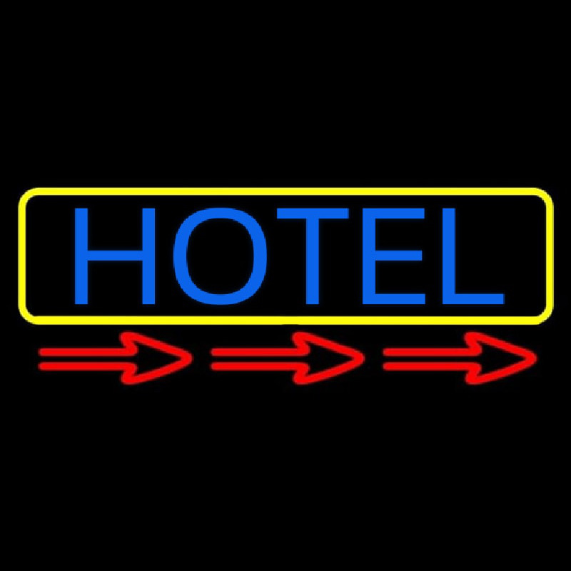 Hotel With Yellow Border Neonskylt