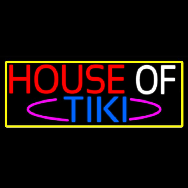 House Of Tiki With Yellow Border Neonskylt