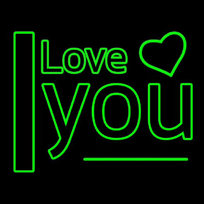 I Love You Green Neonskylt