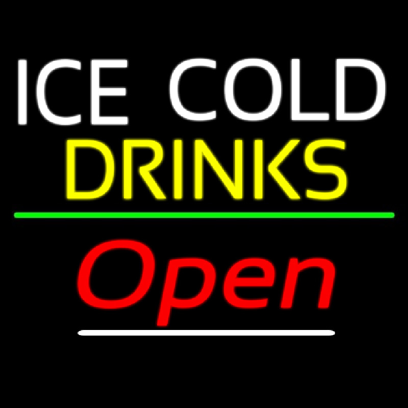 Ice Cold Drinks Open Neonskylt