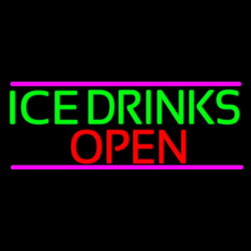 Ice Cold Drinks Open Neonskylt