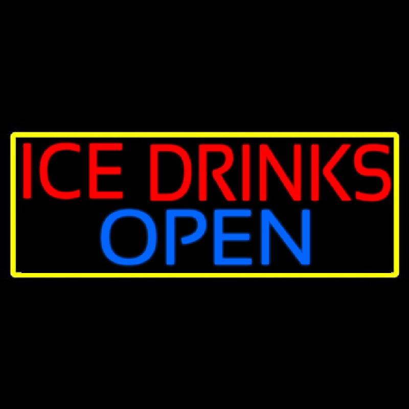 Ice Cold Drinks Red Open Neonskylt