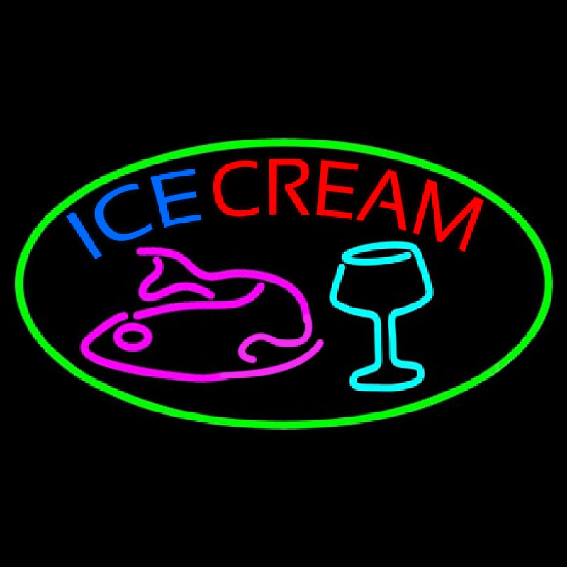 Ice Cream Glass N Fish Neonskylt