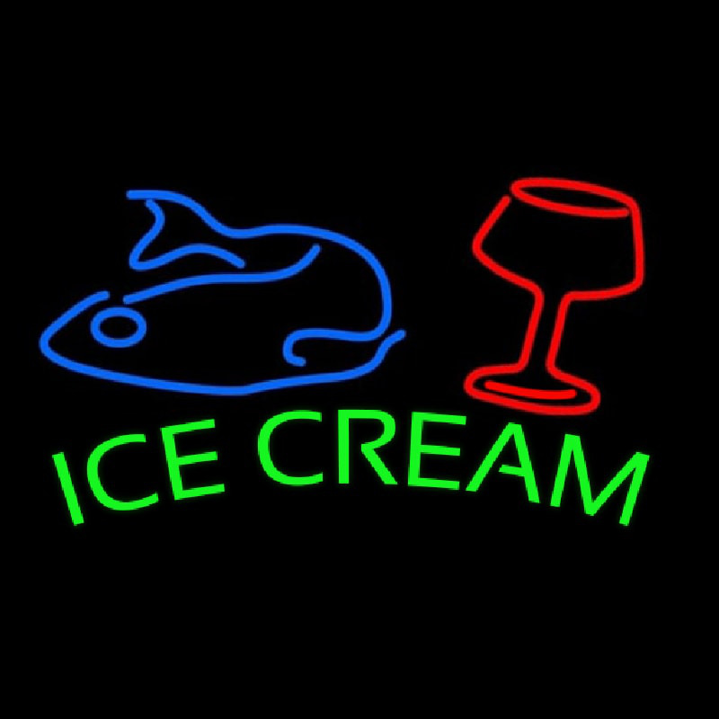 Ice Cream Glass N Fish Neonskylt