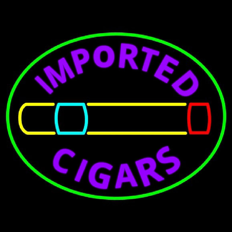 Imported Cigars With Graphic Neonskylt