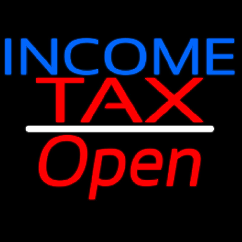 Income Ta  Open White Line Neonskylt