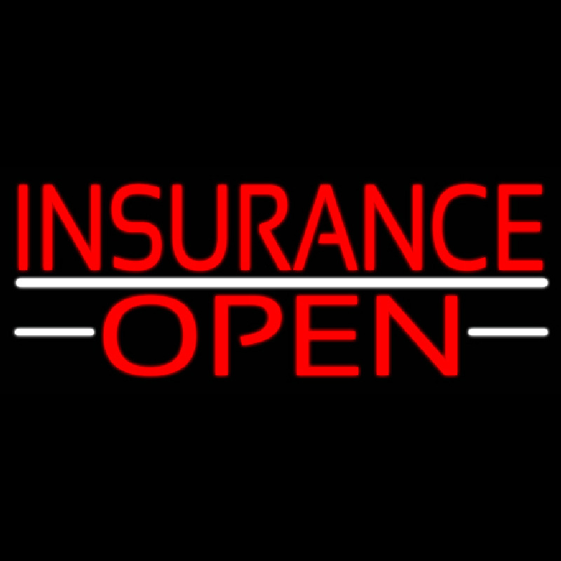Insurance Open White Line Neonskylt