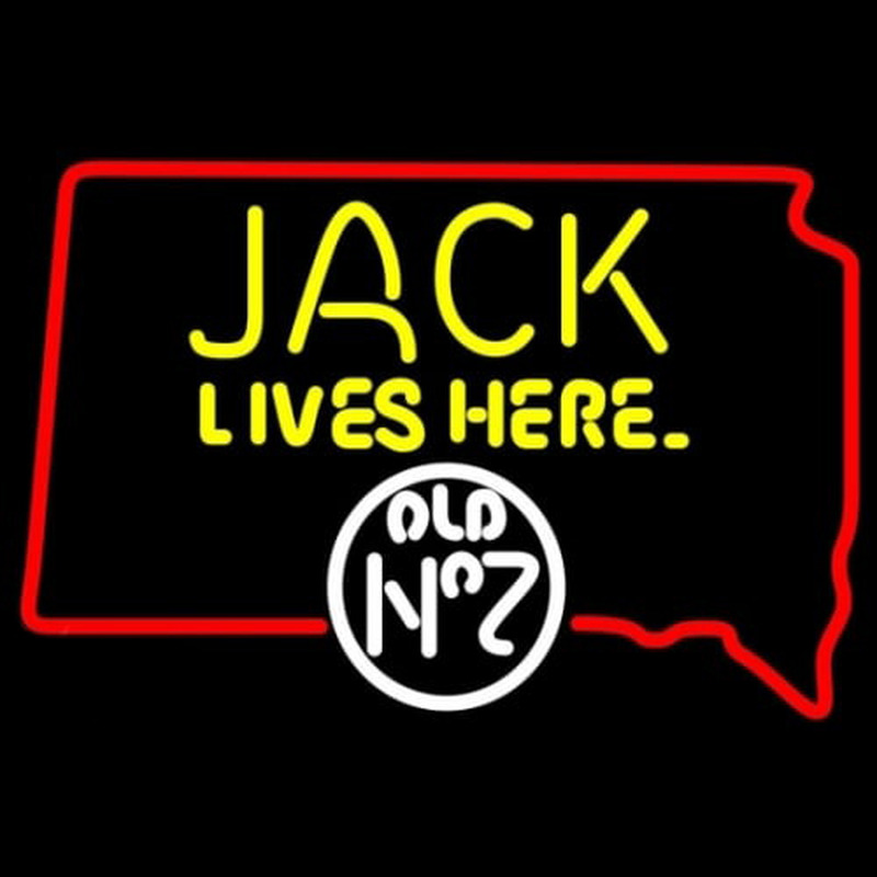 Jack Daniels Jack Lives Here South Dakota Whiskey Neonskylt