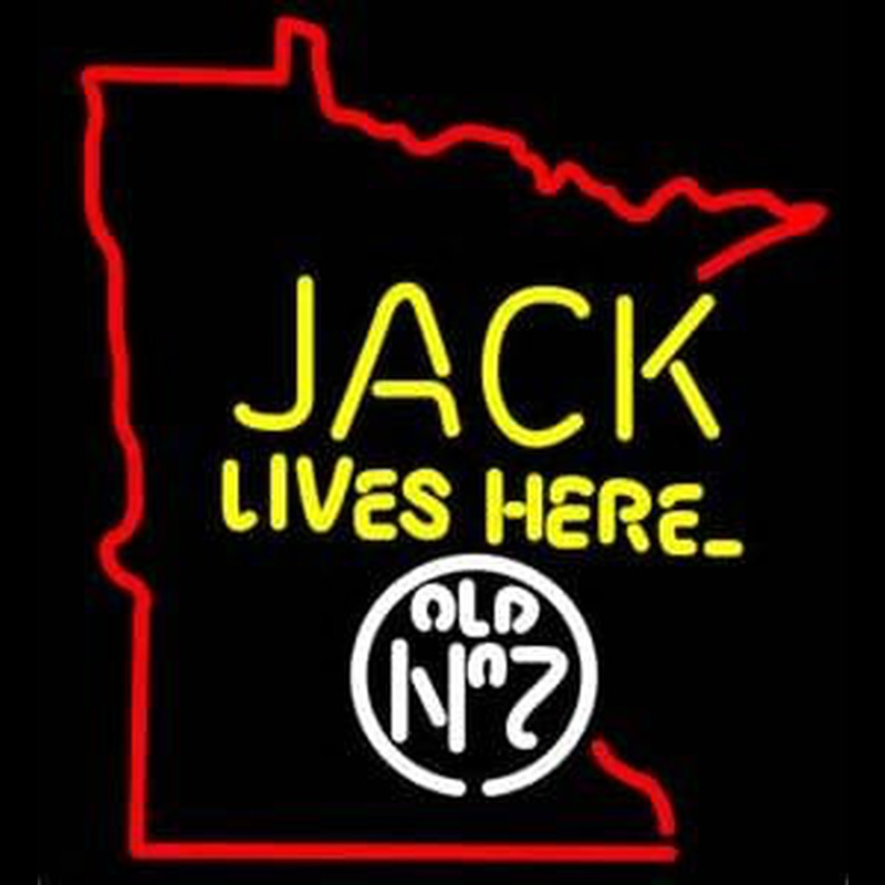 Jack Daniels Jack Lives here Minnesota Whiskey Neonskylt