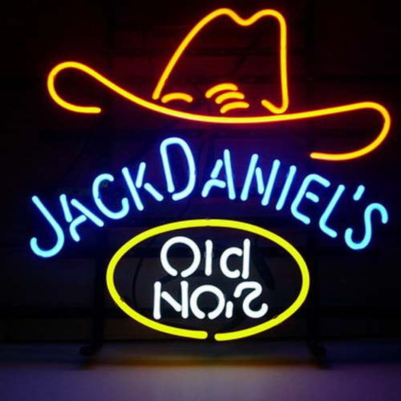 Jack Daniels Old #7 Whiskey Öl Bar Öppet Neonskylt