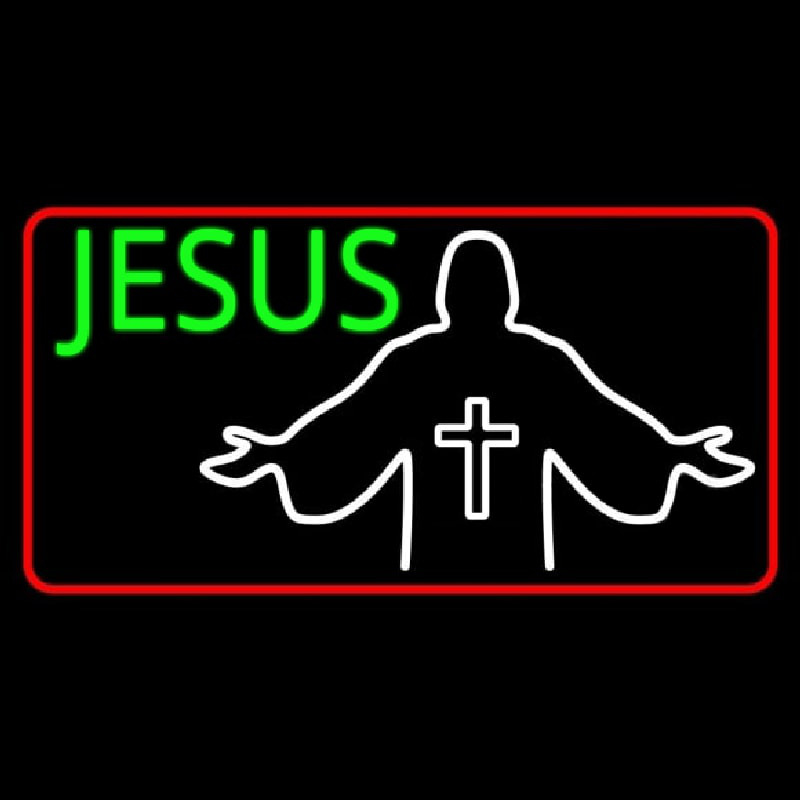 Jesus Christian Cross With Border Neonskylt