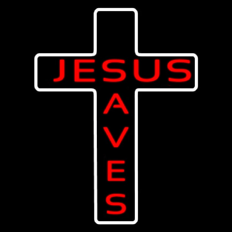 Jesus Saves White Cross Neonskylt