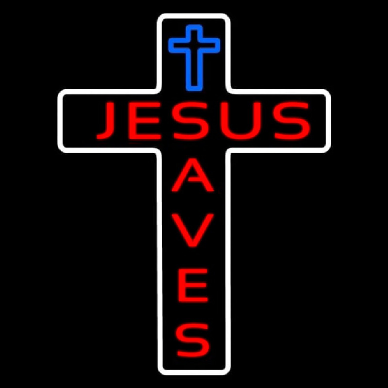 Jesus Saves With Cross Neonskylt