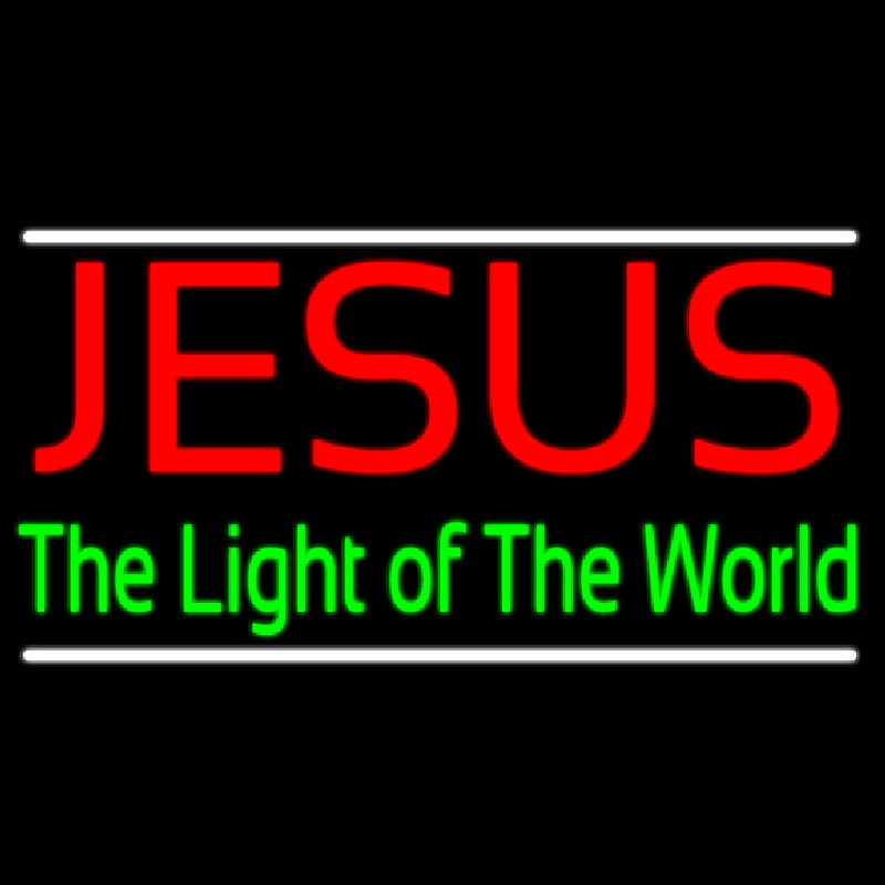 Jesus The Light Of World With Line Neonskylt