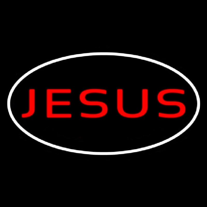 Jesus White Border Neonskylt