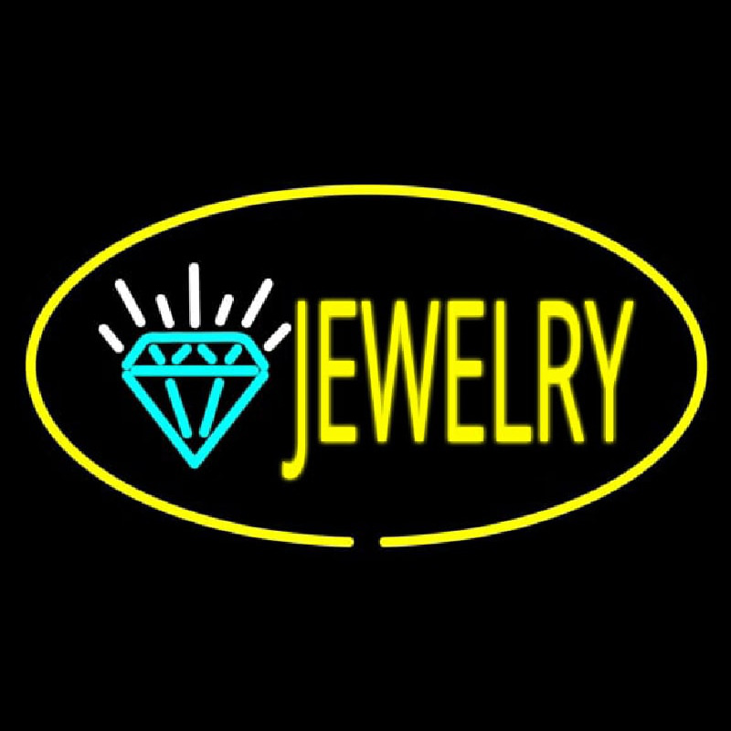 Jewelry Oval Yellow Neonskylt