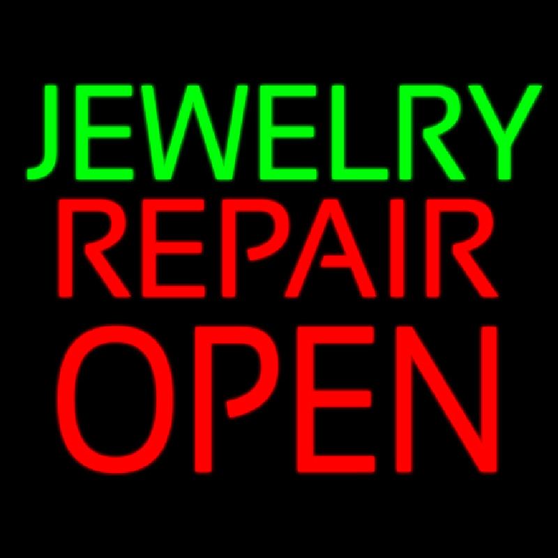 Jewelry Repair Block Open Neonskylt