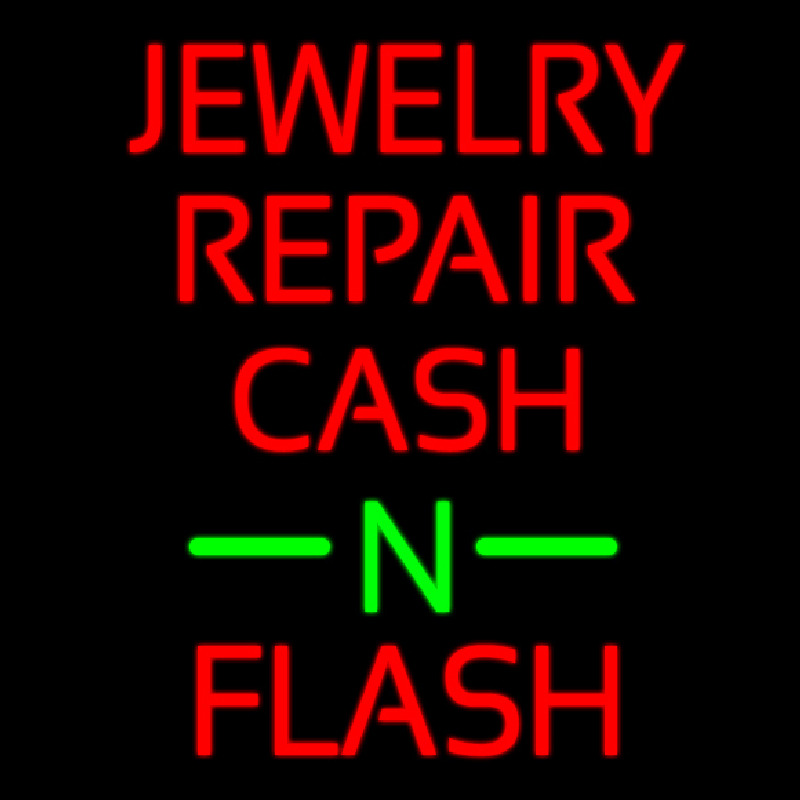 Jewelry Repair Cash N Flash White Border Neonskylt