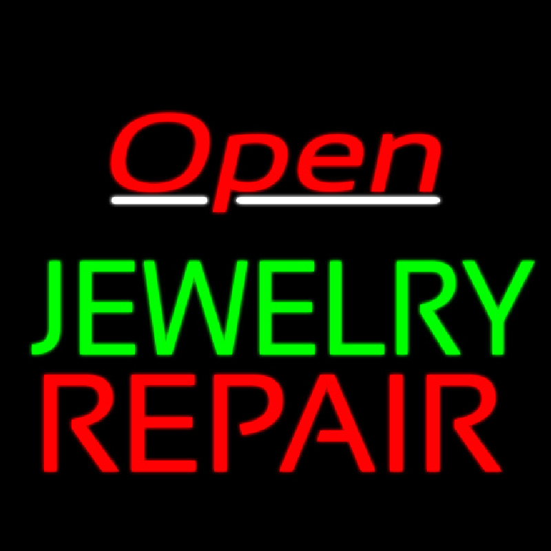 Jewelry Repair Open Red Neonskylt